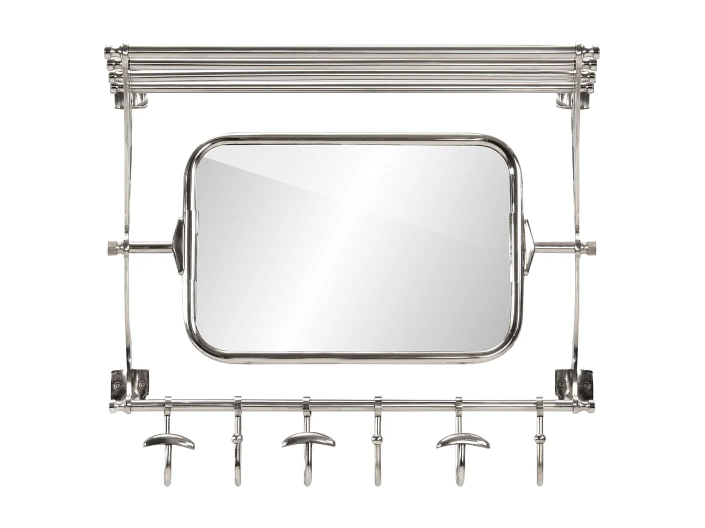 Hidir  Porte-bagages avec cintres et miroir mural aluminium