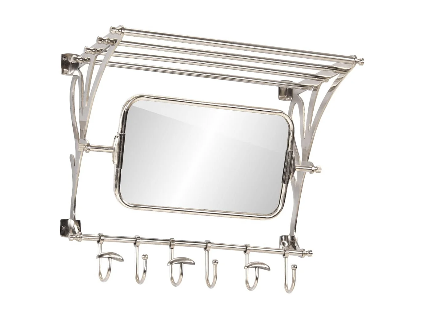 Hidir  Porte-bagages avec cintres et miroir mural aluminium