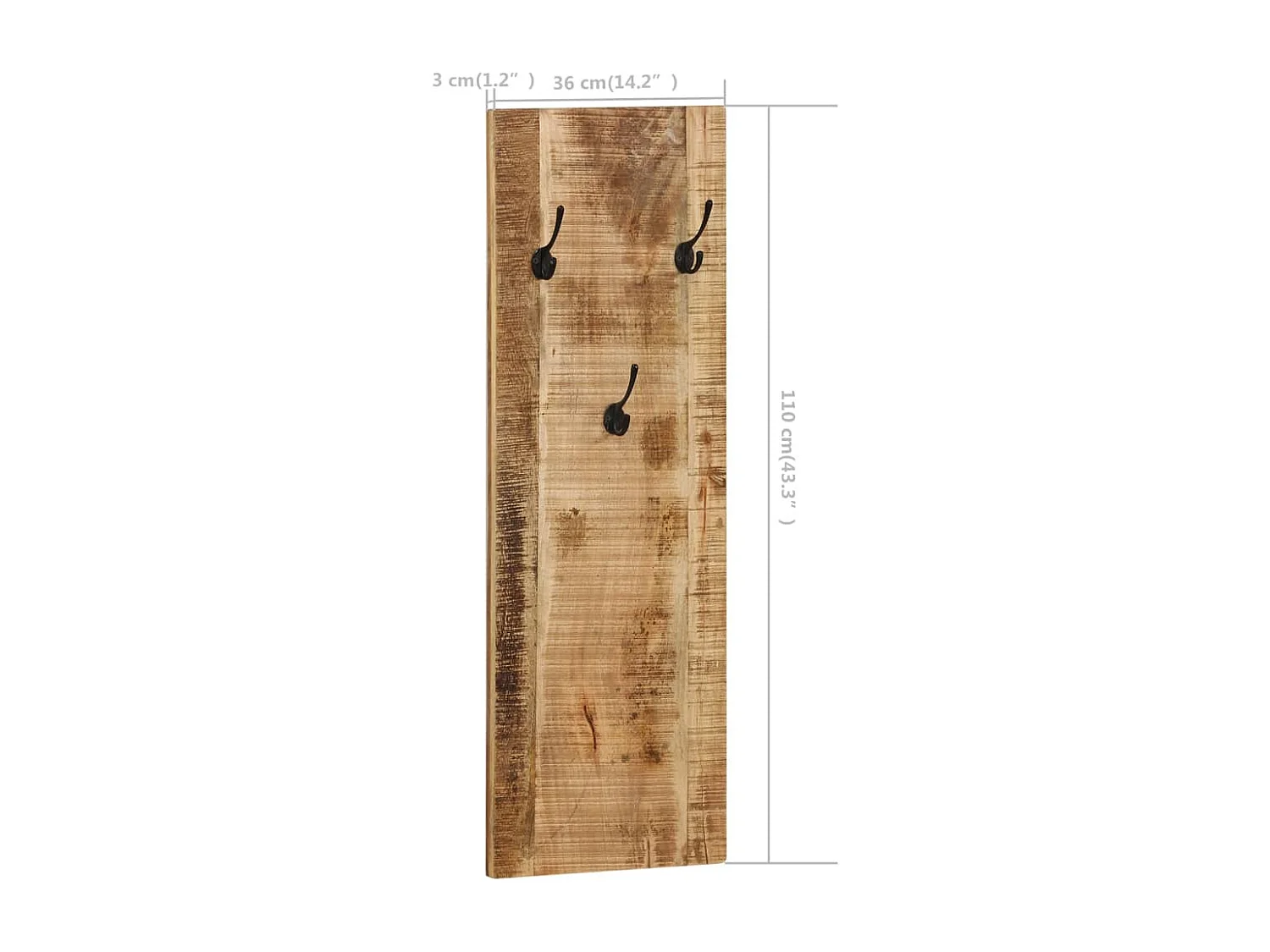 Folker  Porte-manteau mural 2 pcs Bois de manguier massif 36x110x3 cm