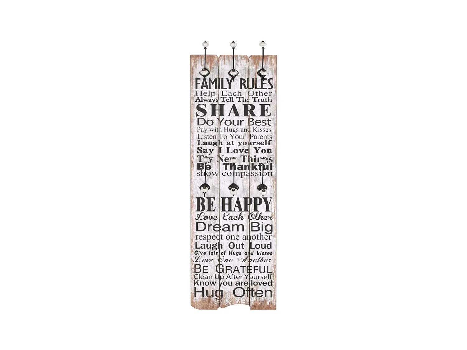 Borghild  Porte-manteau mural avec 6 crochets 120 x 40 cm FAMILY RULES