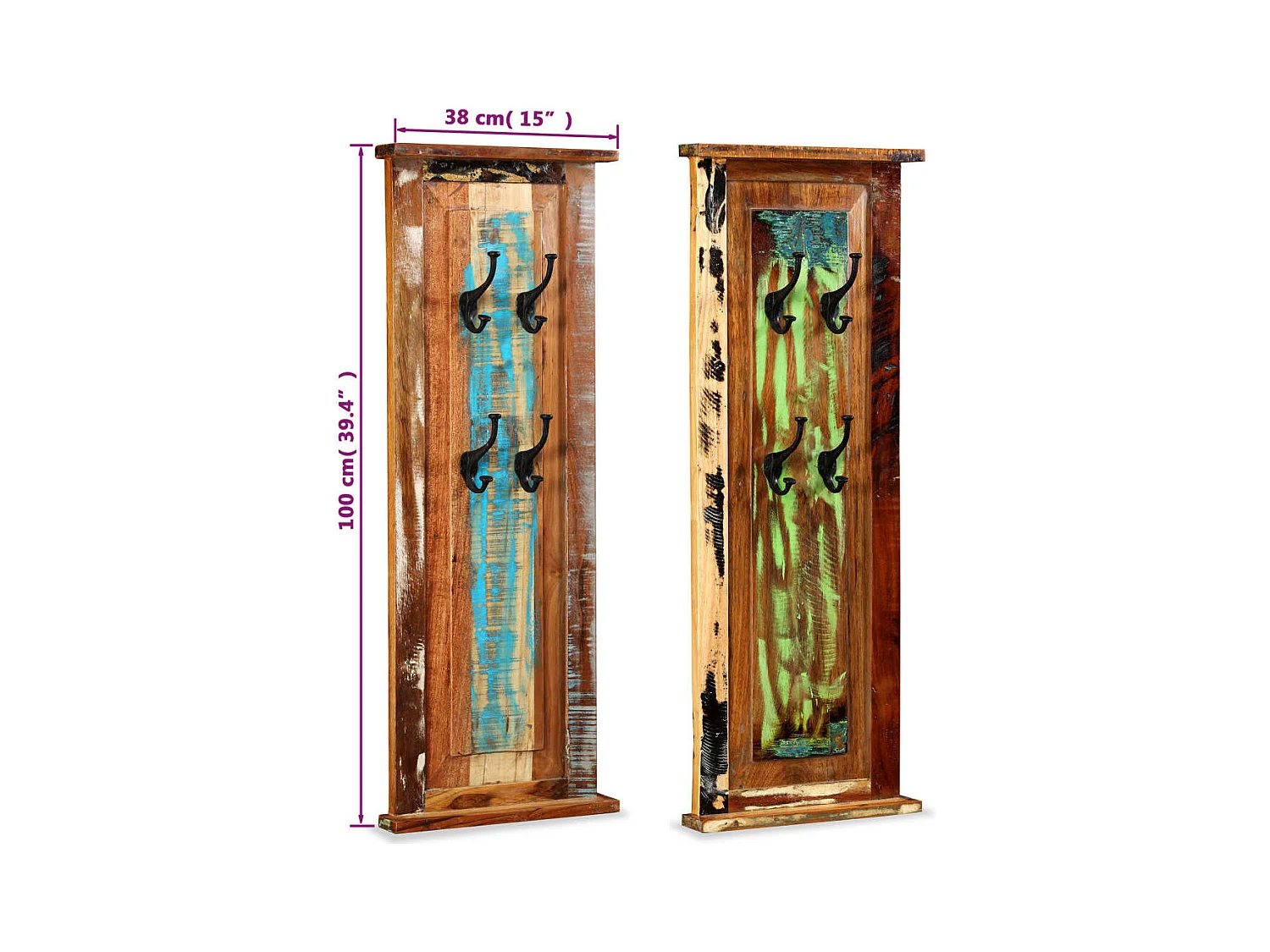 Mâcon  Porte-manteau 2 pcs Bois de récupération massif 38x100 cm