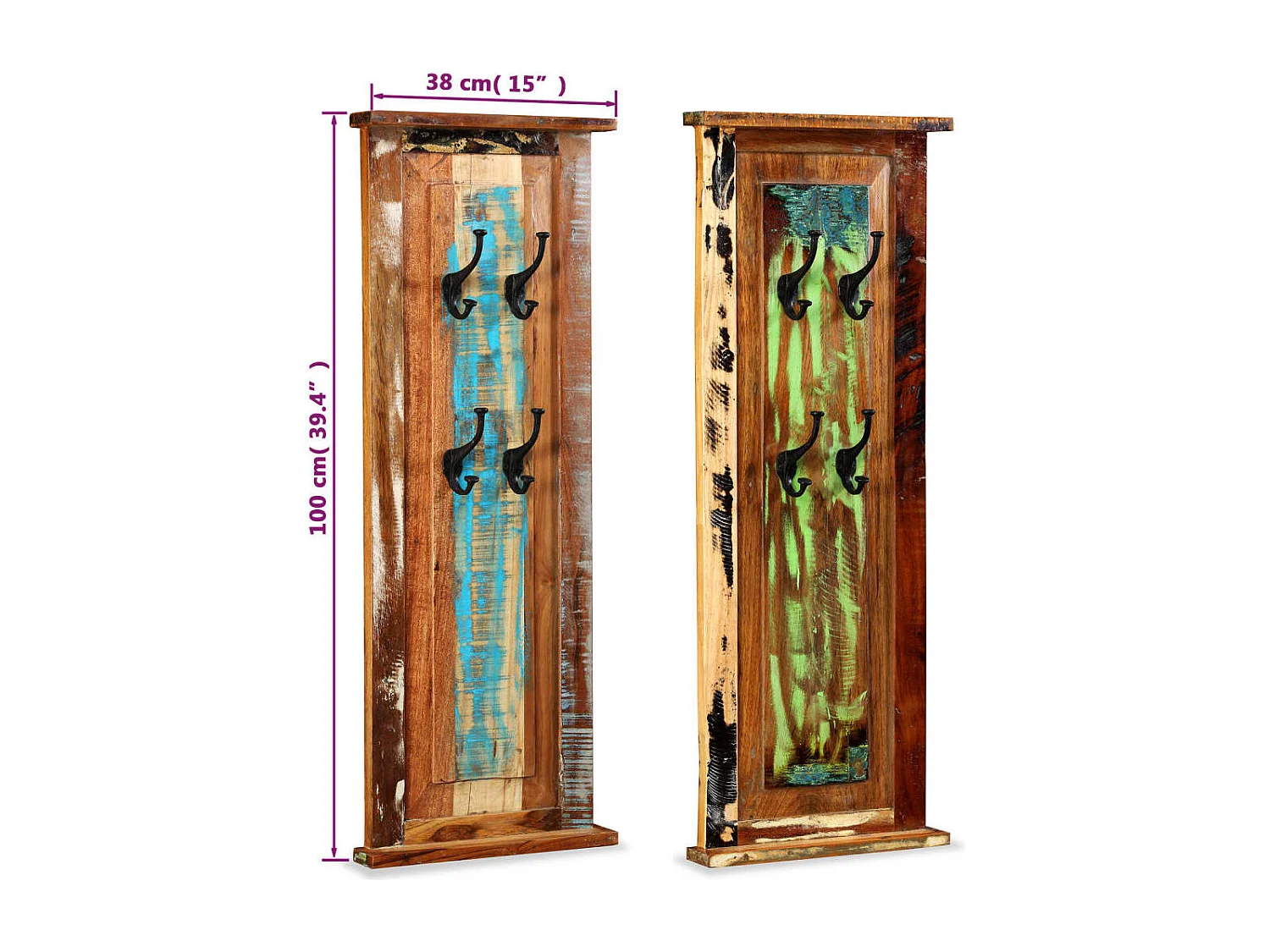 Mâcon  Porte-manteau 2 pcs Bois de récupération massif 38x100 cm