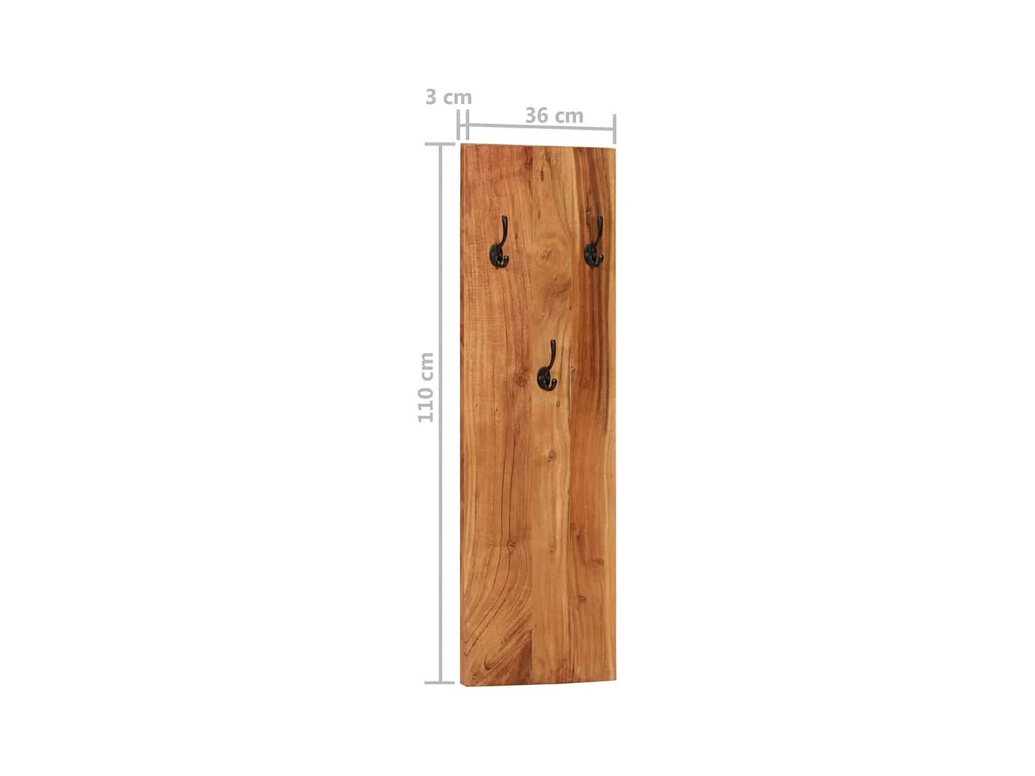 Folker  Porte-manteaux muraux 2 pcs 36x3x110 cm Bois d'acacia massif