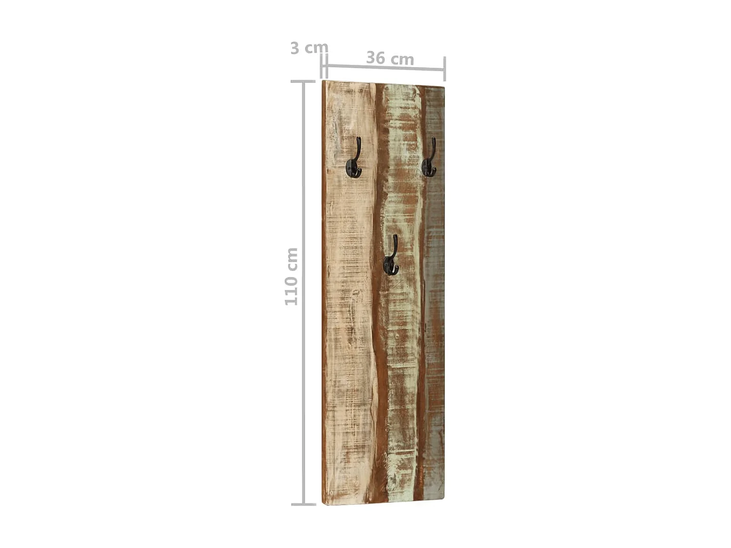 Folker  Porte-manteau mural 2pcs 36x3x110cm Bois massif de récupération