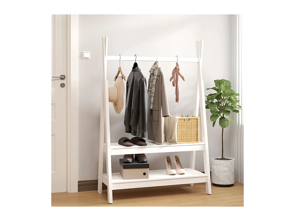 Rostir  Porte-vêtements Blanc 100x45,5x150 cm Bois de pin massif