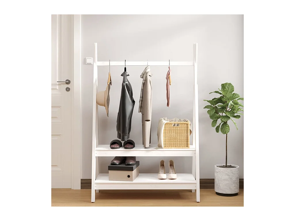 Rostir  Porte-vêtements Blanc 100x45,5x150 cm Bois de pin massif