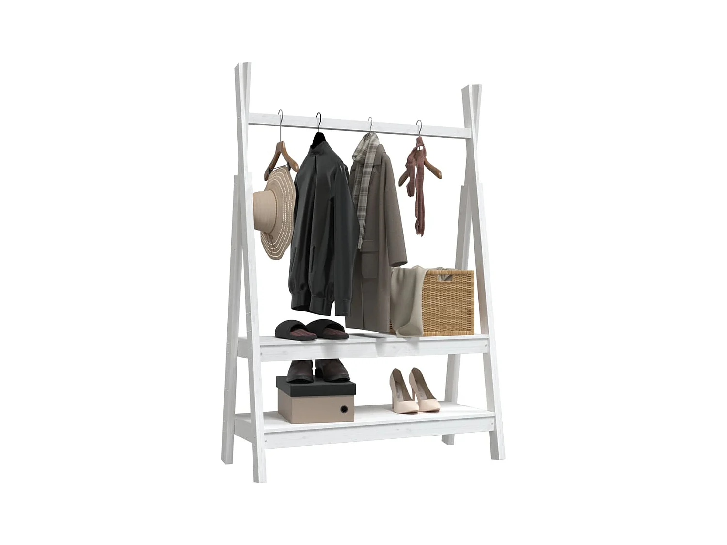 Rostir  Porte-vêtements Blanc 100x45,5x150 cm Bois de pin massif