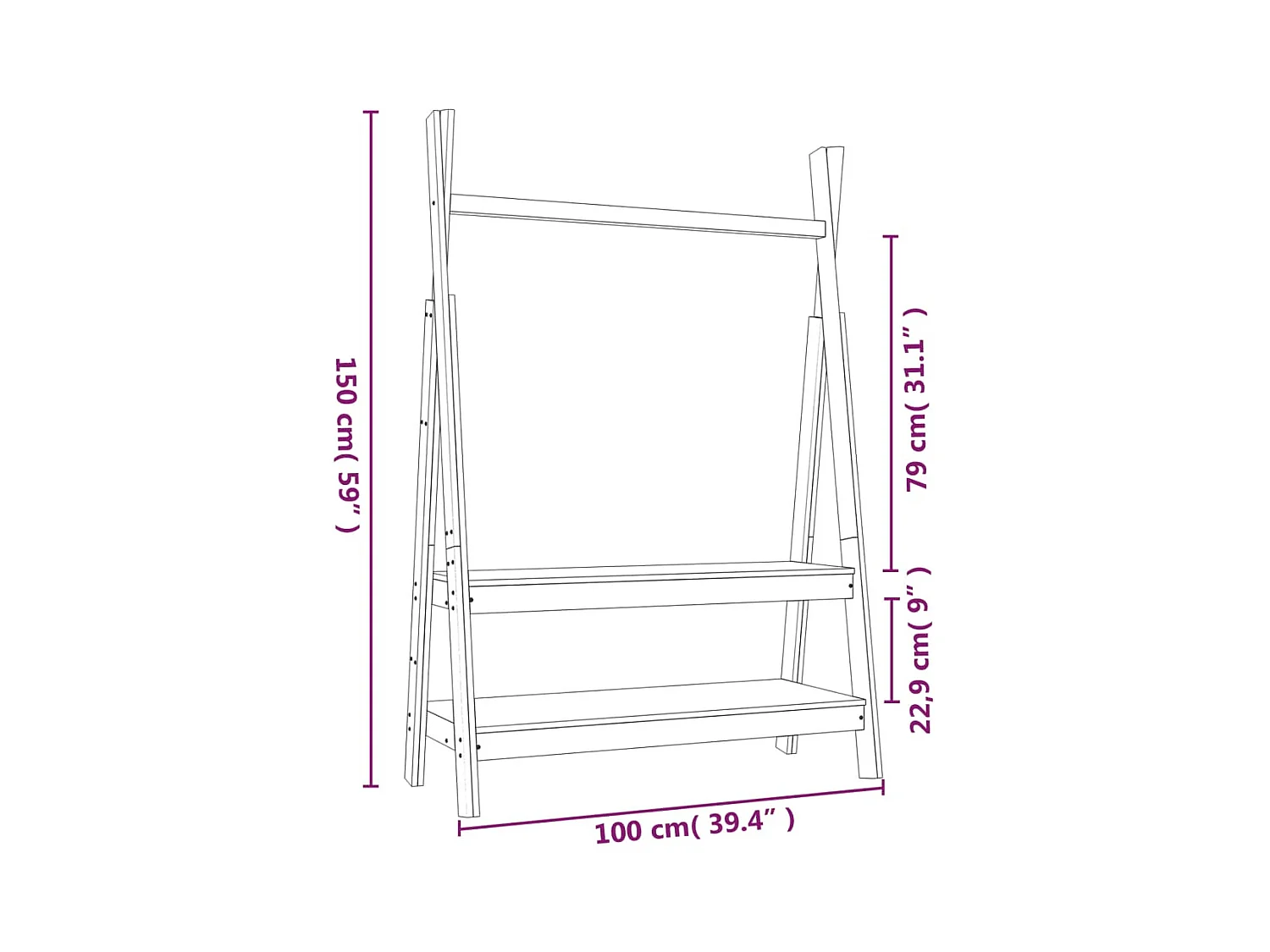 Rostir  Porte-vêtements Blanc 100x45,5x150 cm Bois de pin massif