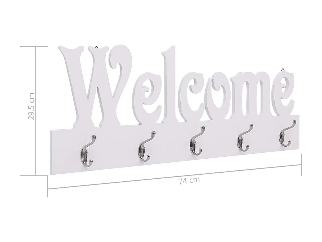 Kadri  Porte-manteau mural WELCOME Blanc 74x29,5 cm