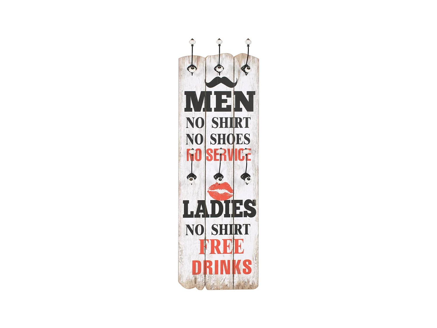 Borghild  Perchero de pared MEN LADIES con 6 ganchos 120x40 cm
