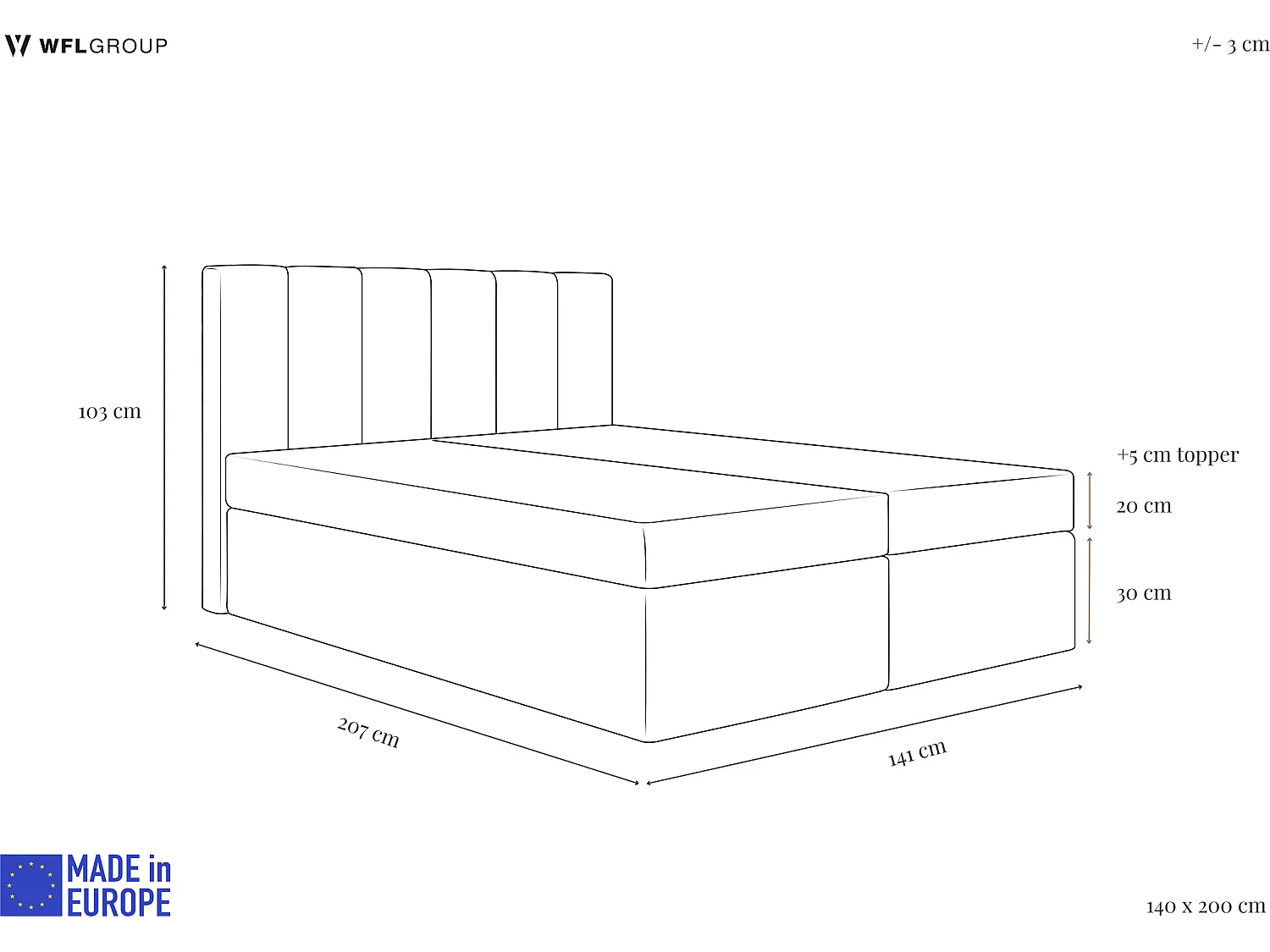 Boxspringbett mit Stauraum 140x200 – Komplett Set mit Matratze, Topper & Kopfteil – Bouclé Stoff in Weiß – Doppelbett Amira – Creme