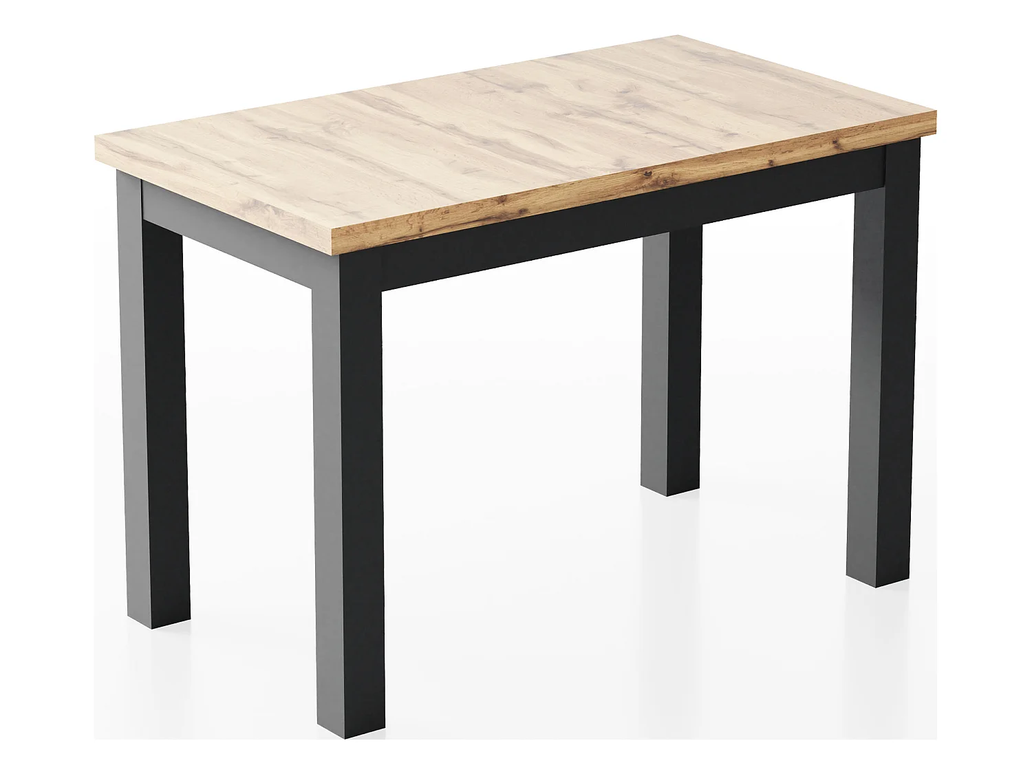 Table à Manger Rectangulaire 100 x 60 – Table Gain de Place pour Salle à Manger, Cuisine ou Bureau – Design Industriel – Chêne Wotan & Pieds en Bois Noir – Arden