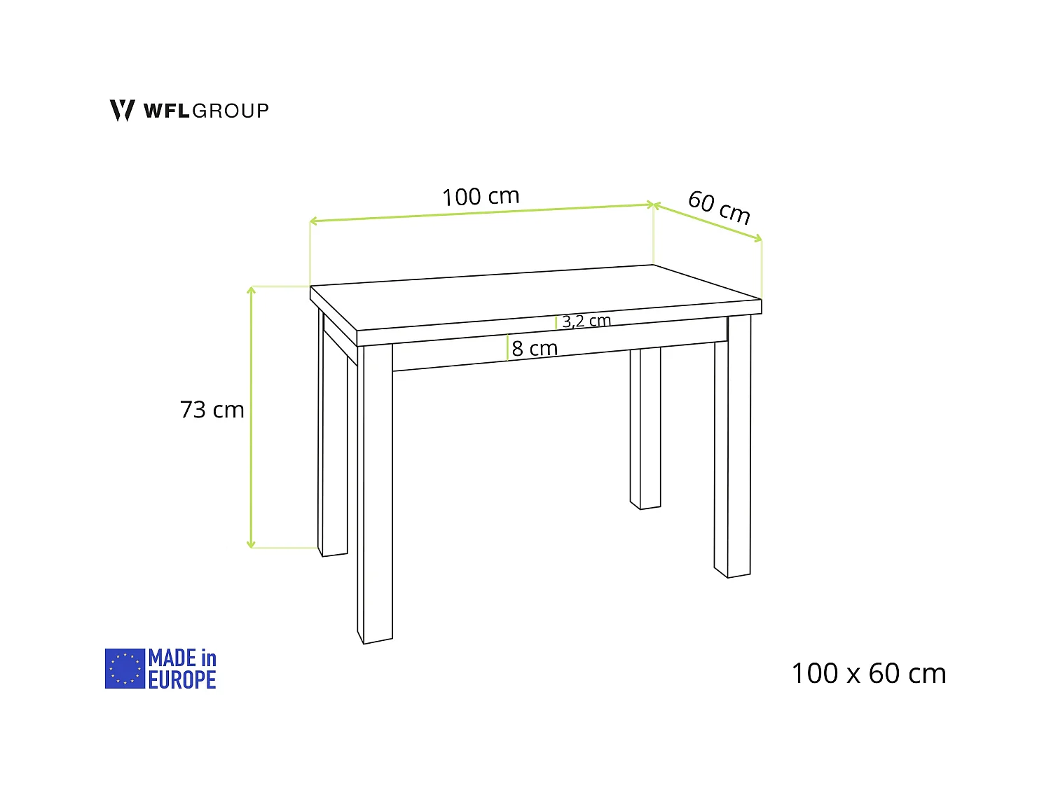 Table à Manger Rectangulaire 100 x 60 – Table Gain de Place pour Salle à Manger, Cuisine ou Bureau – Design Industriel – Chêne Wotan & Pieds en Bois Noir – Arden