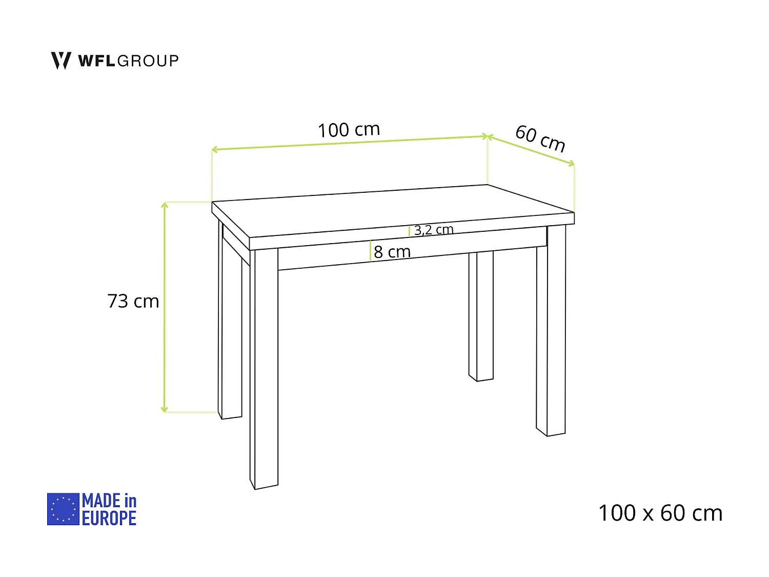 Rechteckiger Esstisch 100 x 60 – Platzsparender Küchentisch in Skandi & Loft Stil – Schwarze Holzbeine – für Küche, Wohnzimmer oder Büro – Eiche Hell Braun