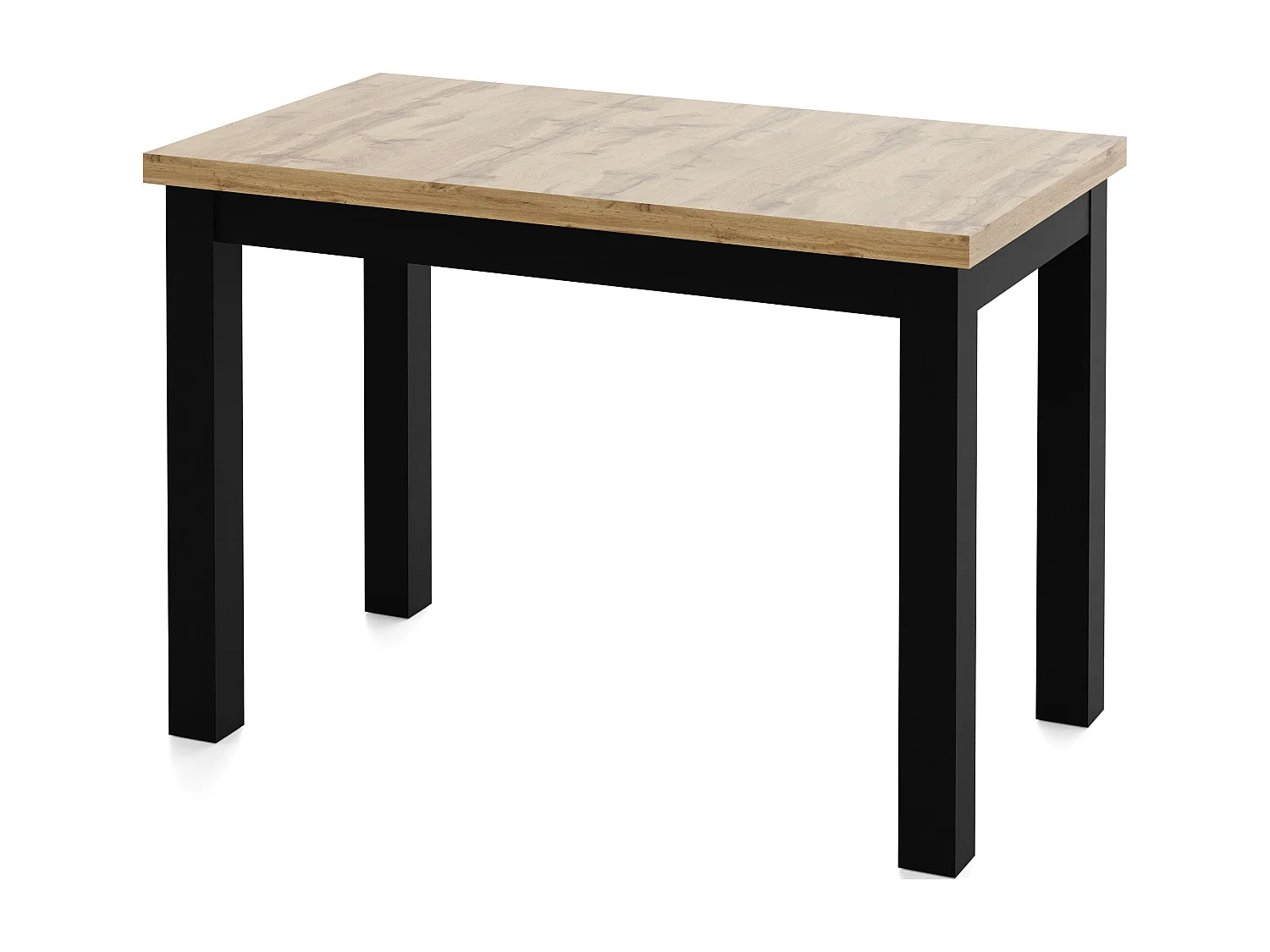 Rechteckiger Esstisch 100 x 60 – Platzsparender Küchentisch in Skandi & Loft Stil – Schwarze Holzbeine – für Küche, Wohnzimmer oder Büro – Eiche Hell Braun