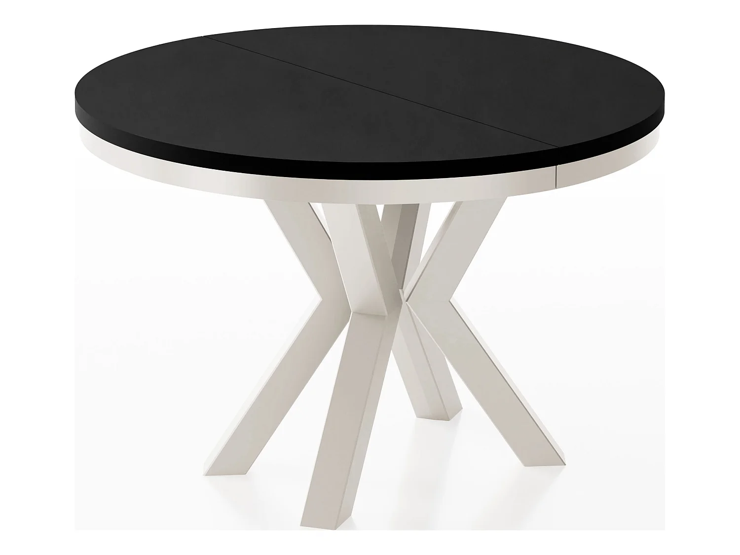 Table à Manger Ronde Extensible Style Loft - Table avec Pieds Métalliques Beige Cashmere - Table Gain de Place pour Salon - Noir - 120 à 200 cm