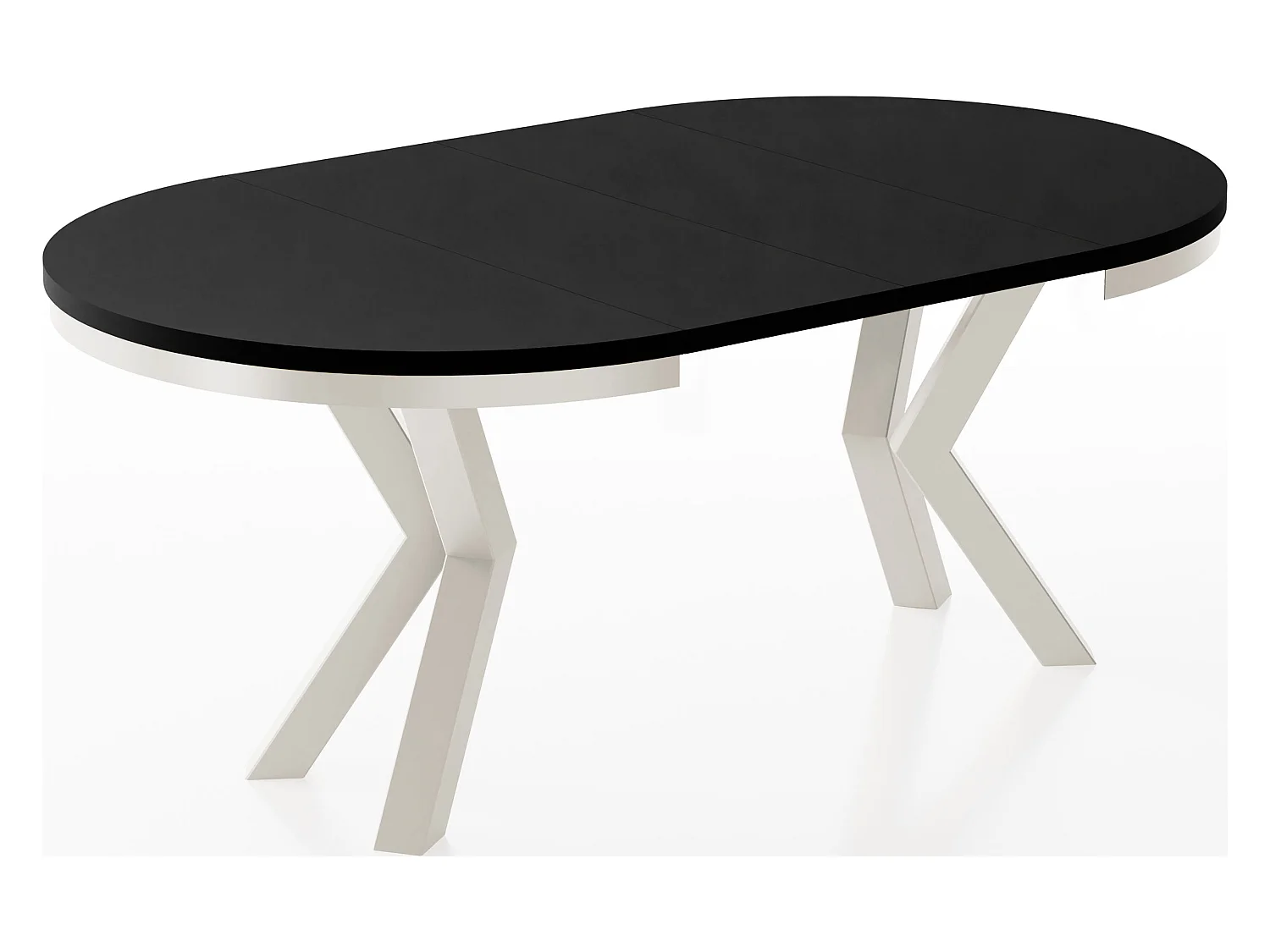 Table à Manger Ronde Extensible Style Loft - Table avec Pieds Métalliques Beige Cashmere - Table Gain de Place pour Salon - Noir - 120 à 200 cm