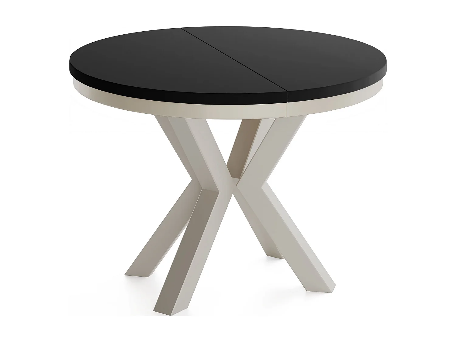 Runder Ausziehbarer Esstisch im Loft-Stil - Industrieller Tisch mit Grau-Beige Metallbeinen - Platzsparender Tisch für Wohnzimmer - Schwarz - 120 bis 200 cm