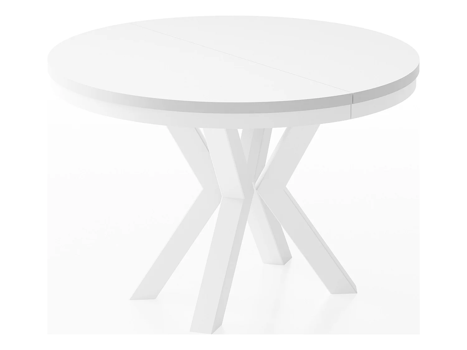 Table à Manger Ronde Extensible Style Loft - Table avec Pieds Métalliques Blancs - Table Gain de Place pour Salon - Blanc - 120 à 200 cm