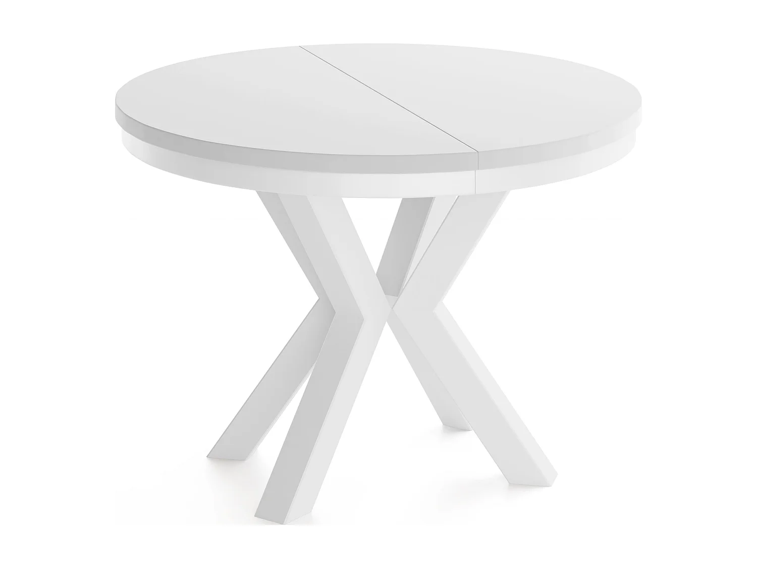 Runder Ausziehbarer Esstisch im Loft-Stil - Industrieller Tisch mit Weißen Metallbeinen - Platzsparender Tisch für Wohnzimmer - Weiß - 120 bis 200 cm