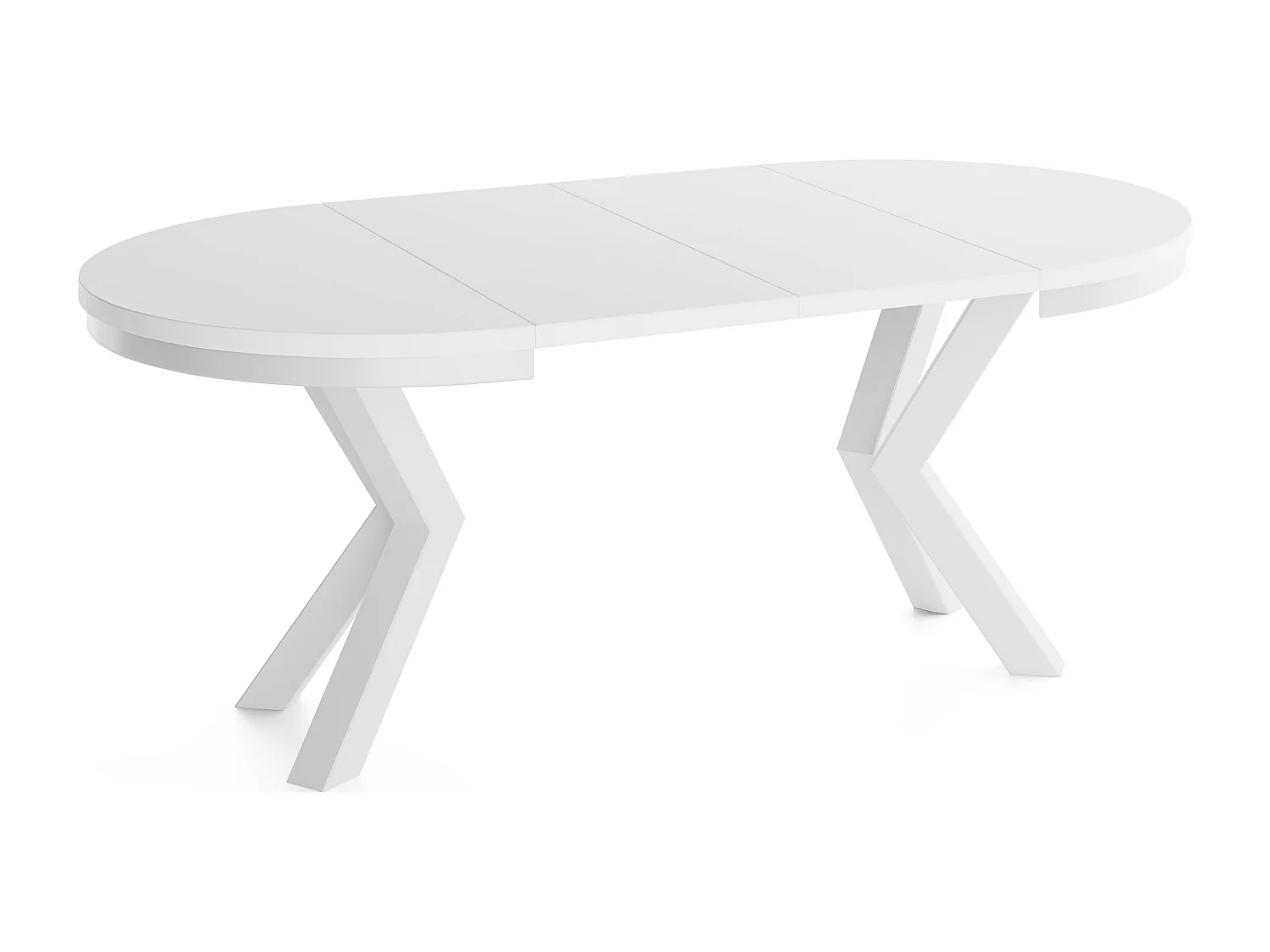 Runder Ausziehbarer Esstisch im Loft-Stil - Industrieller Tisch mit Weißen Metallbeinen - Platzsparender Tisch für Wohnzimmer - Weiß - 120 bis 200 cm