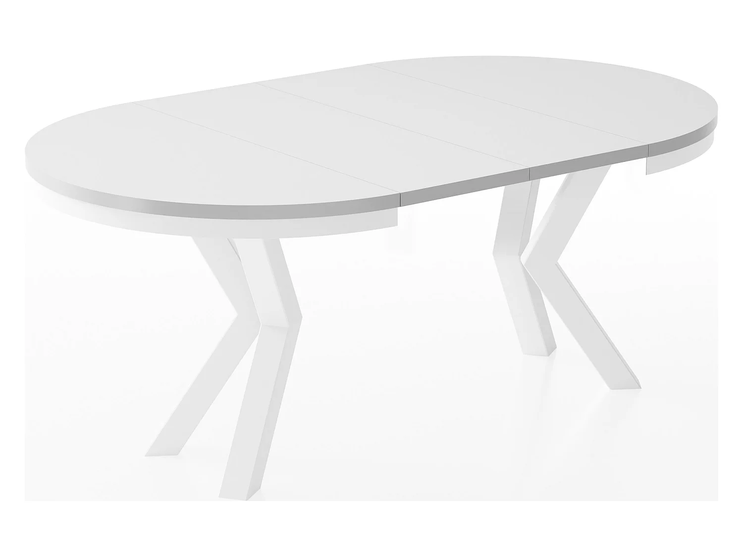Table à Manger Ronde Extensible Style Loft - Table avec Pieds Métalliques Blancs - Table Gain de Place pour Salon - Blanc - 100 à 180 cm