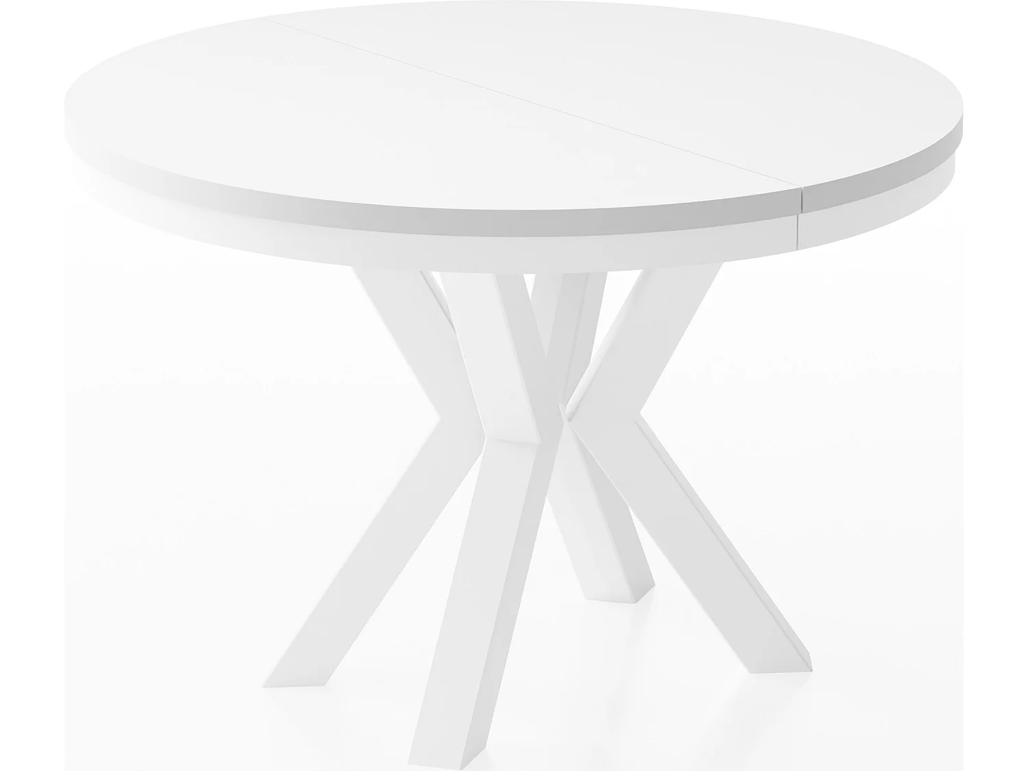 Table à Manger Ronde Extensible Style Loft - Table avec Pieds Métalliques Blancs - Table Gain de Place pour Salon - Blanc - 100 à 180 cm