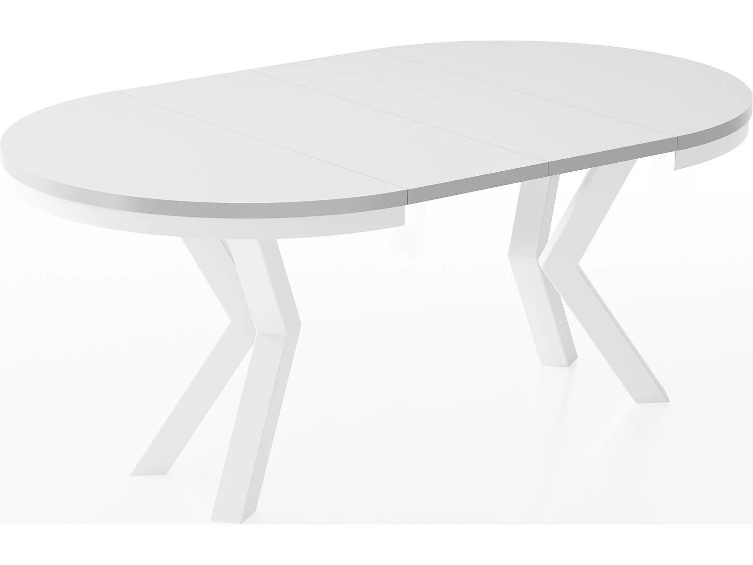 Table à Manger Ronde Extensible Style Loft - Table avec Pieds Métalliques Blancs - Table Gain de Place pour Salon - Blanc - 100 à 180 cm