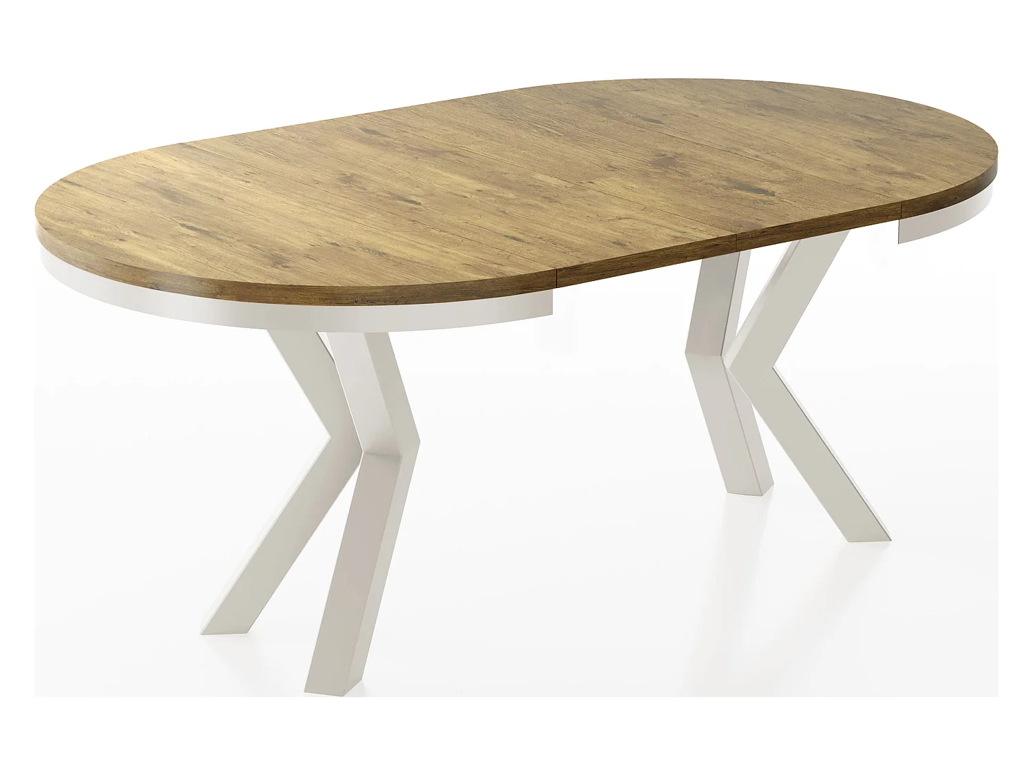 Table à Manger Ronde Extensible Style Loft - Table avec Pieds Métalliques Beige Cashmere - Table Gain de Place pour Salon - Chêne Lancelot - 120 à 200 cm