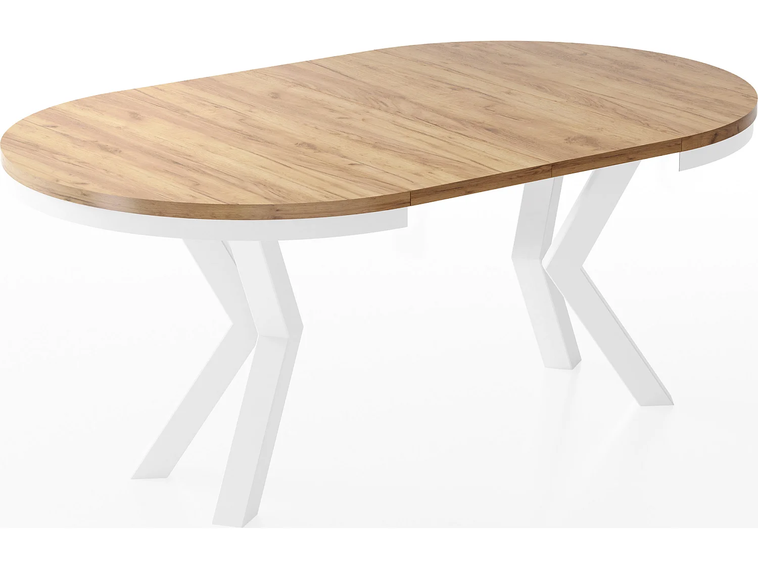 Table à Manger Ronde Extensible Style Loft - Table avec Pieds Métalliques Blancs - Table Gain de Place pour Salon - Chêne Craft Or - 120 à 200 cm