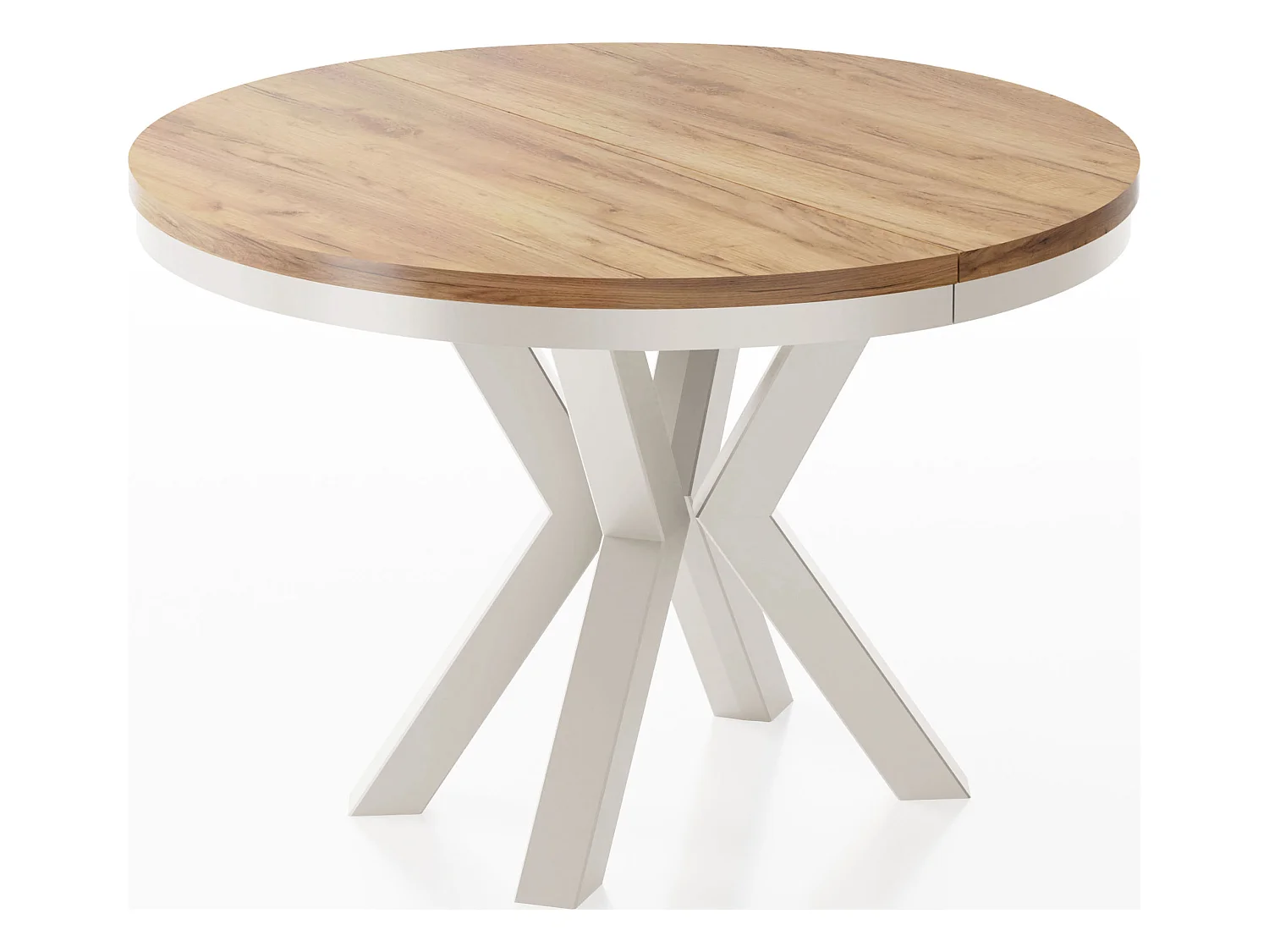 Table à Manger Ronde Extensible Style Loft - Table avec Pieds Métalliques Beige Cashmere - Table Gain de Place pour Salon - Chêne Craft Or - 120 à 200 cm