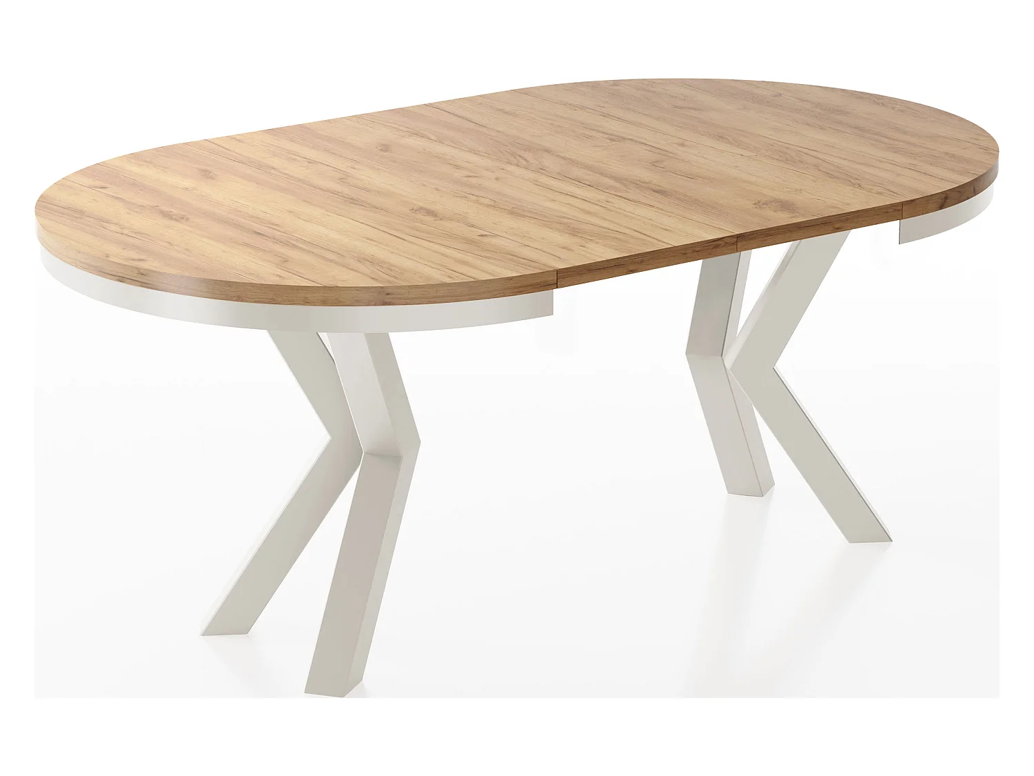 Table à Manger Ronde Extensible Style Loft - Table avec Pieds Métalliques Beige Cashmere - Table Gain de Place pour Salon - Chêne Craft Or - 100 à 180 cm