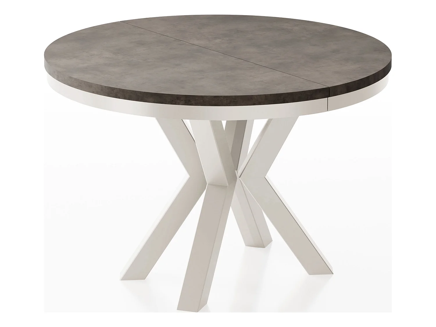 Table à Manger Ronde Extensible Style Loft - Table avec Pieds Métalliques Beige Cashmere - Table Gain de Place pour Salon - Béton Chicago Gris Foncé - 100 à 180 cm