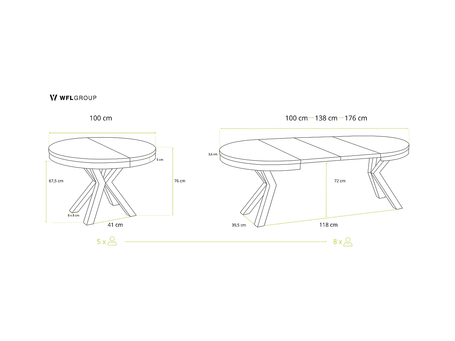 Table à Manger Ronde Extensible Style Loft - Table avec Pieds Métalliques Beige Cashmere - Table Gain de Place pour Salon - Béton Chicago Gris Foncé - 100 à 180 cm