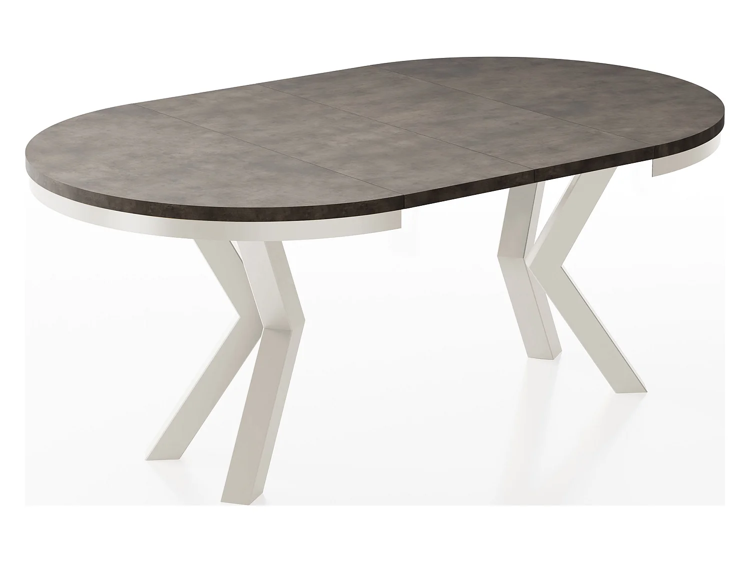 Table à Manger Ronde Extensible Style Loft - Table avec Pieds Métalliques Beige Cashmere - Table Gain de Place pour Salon - Béton Chicago Gris Foncé - 100 à 180 cm
