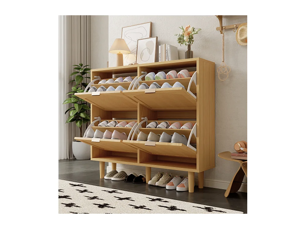 Schuhschrank mit 4 Klappschubladen, Schuhkommode, Schuhregal, Schuhregal für Flur, Schlafzimmer,100 x 25 x 90 cm