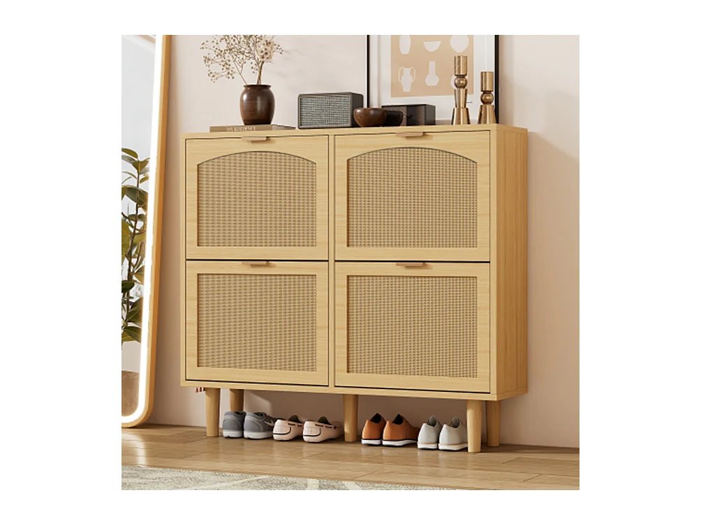 Schuhschrank mit 4 Klappschubladen, Schuhkommode, Schuhregal, Schuhregal für Flur, Schlafzimmer,100 x 25 x 90 cm