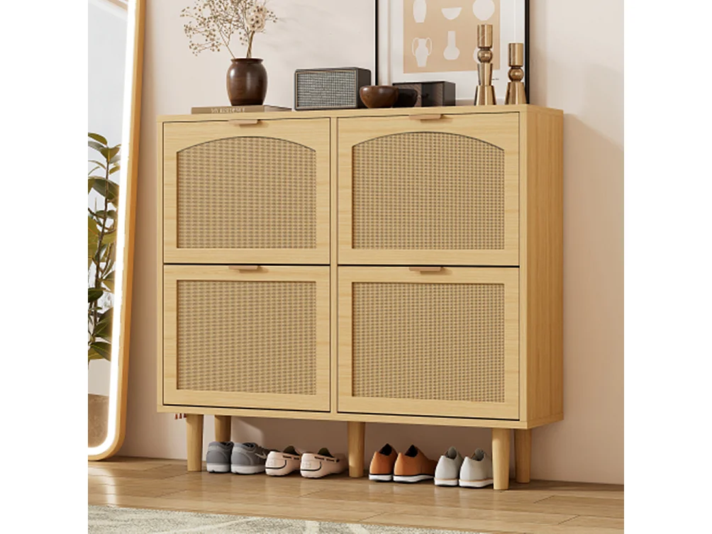 Schuhschrank mit 4 Klappschubladen, Schuhkommode, Schuhregal, Schuhregal für Flur, Schlafzimmer,100 x 25 x 90 cm