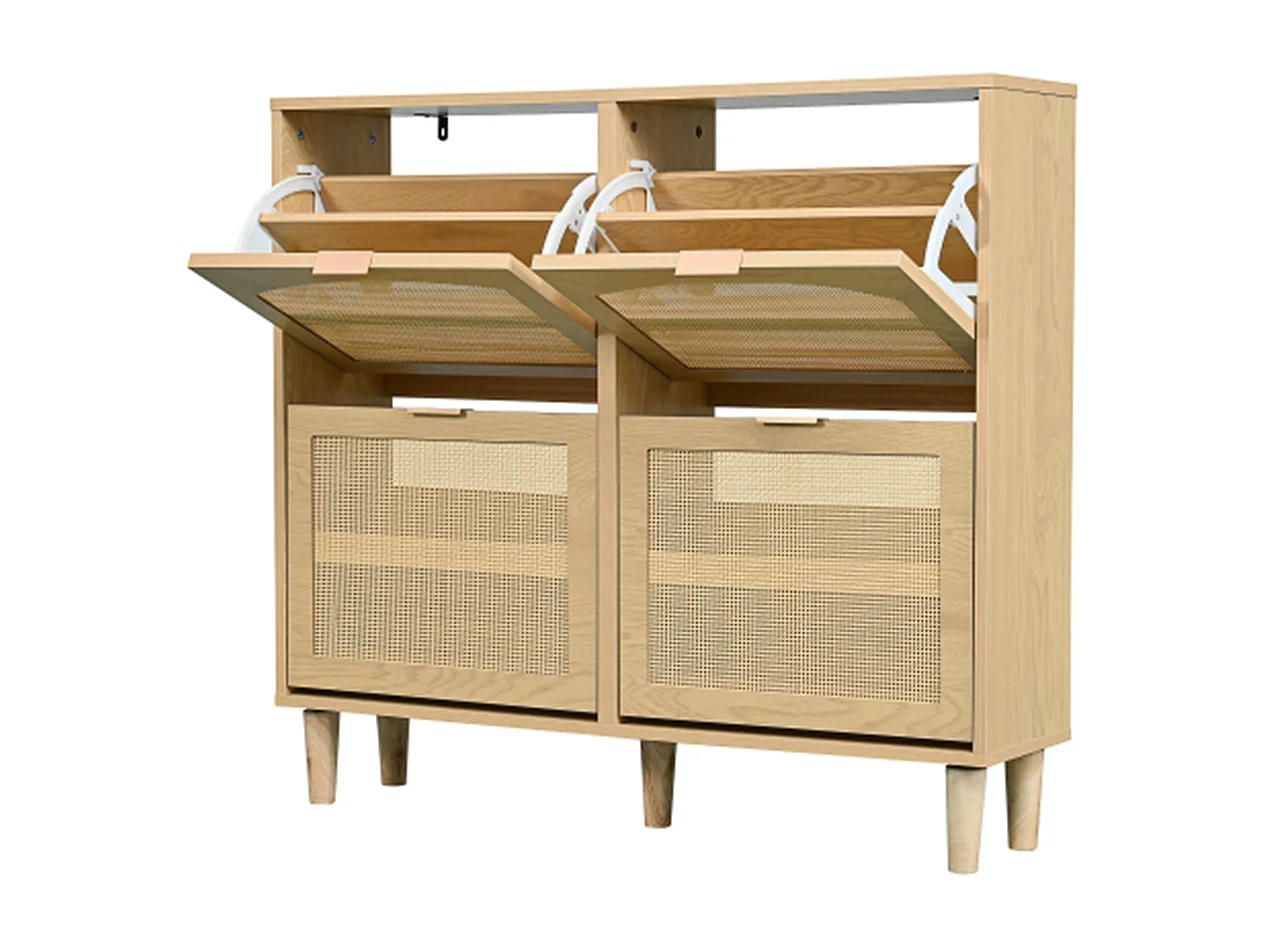 Schuhschrank mit 4 Klappschubladen, Schuhkommode, Schuhregal, Schuhregal für Flur, Schlafzimmer,100 x 25 x 90 cm