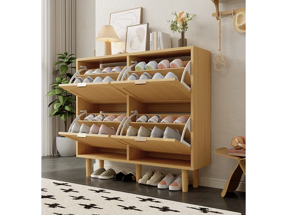 Schuhschrank mit 4 Klappschubladen, Schuhkommode, Schuhregal, Schuhregal für Flur, Schlafzimmer,100 x 25 x 90 cm