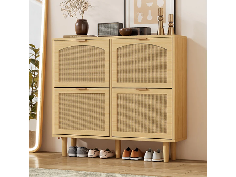 Schuhschrank mit 4 Klappschubladen, Schuhkommode, Schuhregal, Schuhregal für Flur, Schlafzimmer,100 x 25 x 90 cm