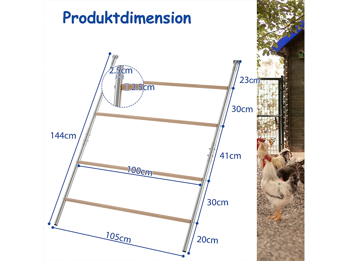 Hühnerleiter für Hühnerstall Sitzleiter Hühnerstange Sitzstangen für Hühner Zubehör