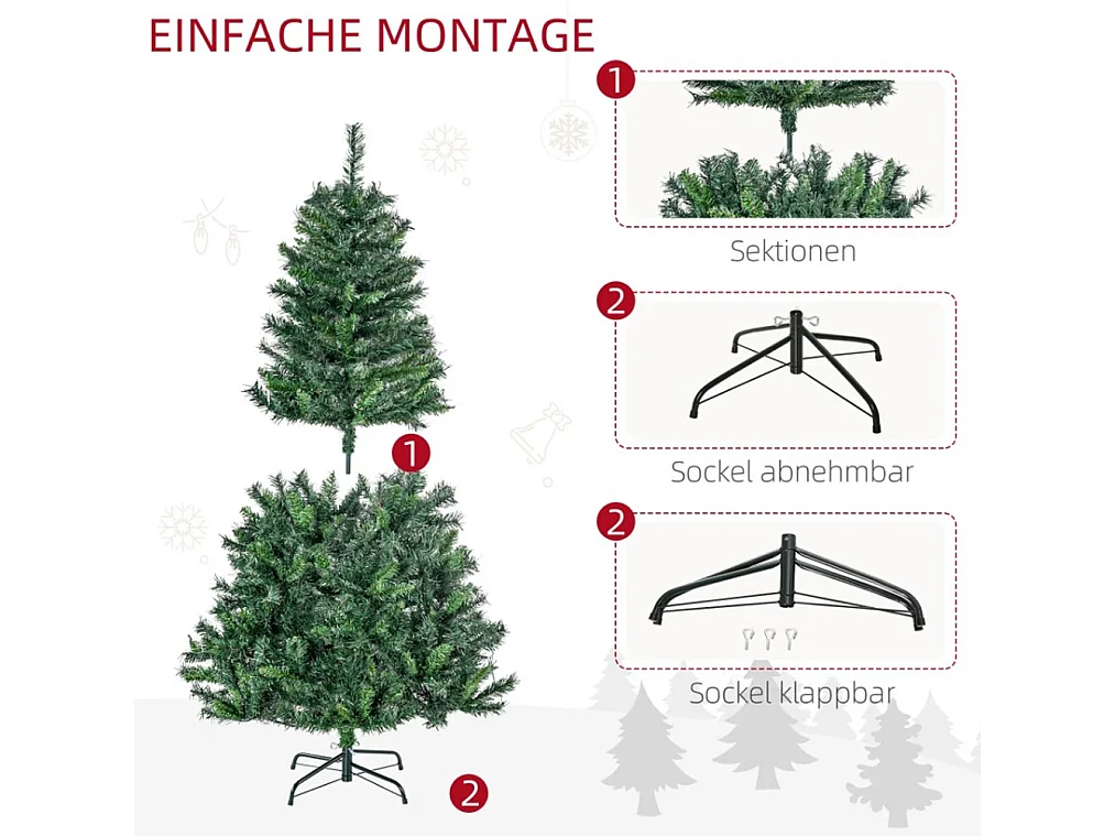 Weihnachtsbaum, Christbaum künstlicher Weihnachtsbaum, Schmuck 95 cm x 95 cm x 150 cm, Grün