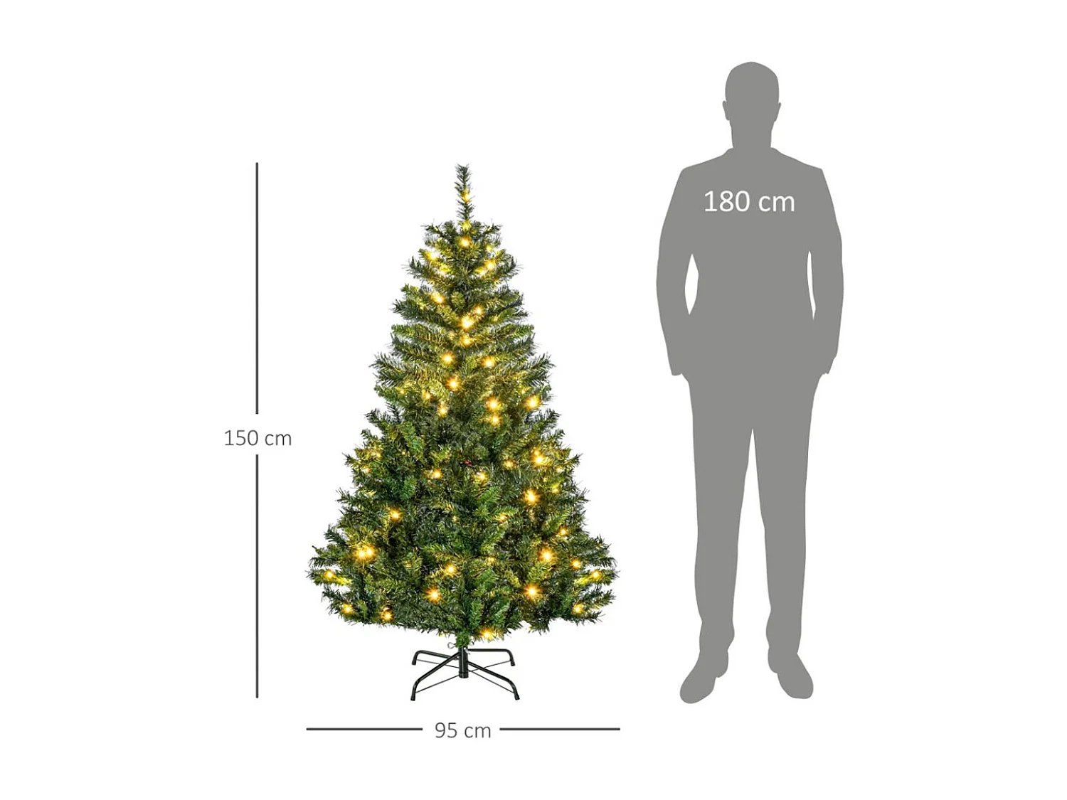 Weihnachtsbaum, Christbaum künstlicher Weihnachtsbaum, Schmuck 95 cm x 95 cm x 150 cm, Grün