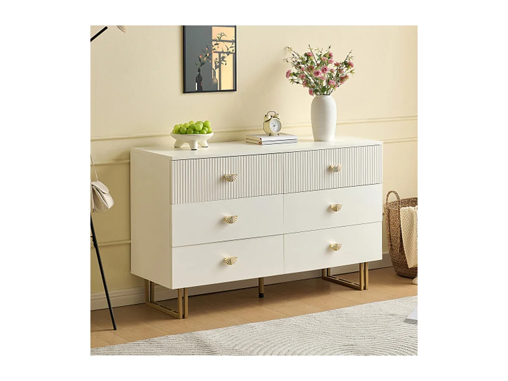 Sideboard mit 6 Schubladen in Elegantes Design,Kommode für Schlafzimmer, Wohnzimmer,120x40x75 cm