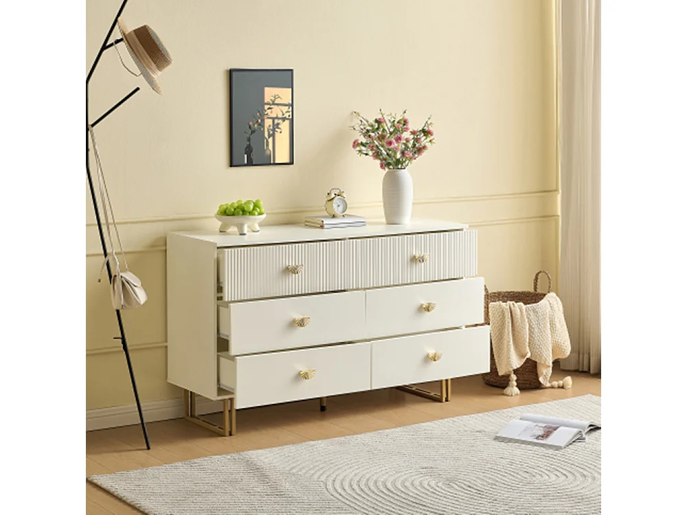 Sideboard mit 6 Schubladen in Elegantes Design,Kommode für Schlafzimmer, Wohnzimmer,120x40x75 cm