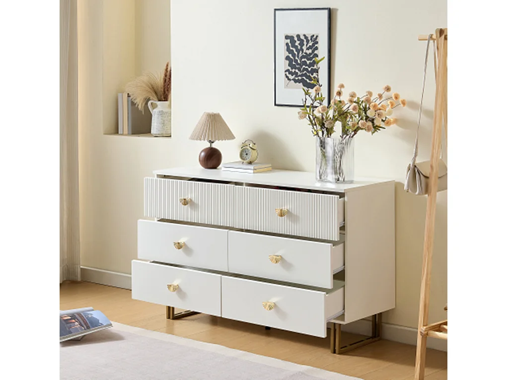 Sideboard mit 6 Schubladen in Elegantes Design,Kommode für Schlafzimmer, Wohnzimmer,120x40x75 cm