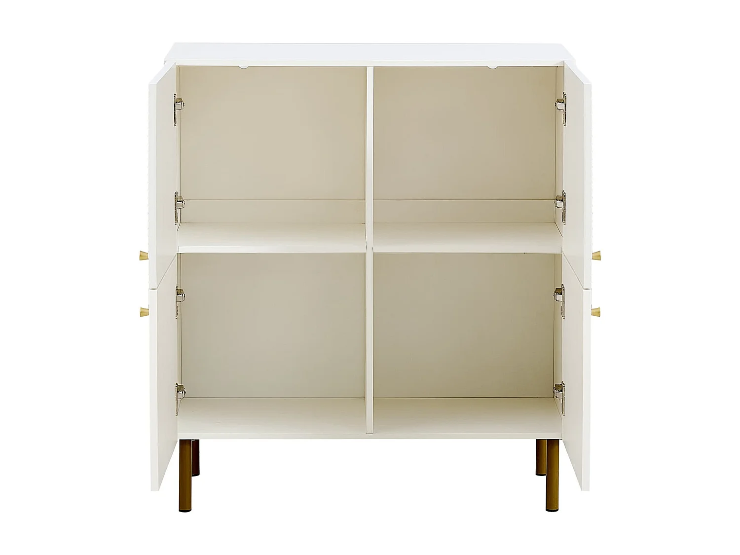 Modernes weißes Sideboard aus MDF mit Zinklegierung-Griffen & Stahlbeinen – Stilvolles Aufbewahrungsmöbel für Wohnzimmer, Schlafzimmer & Flur