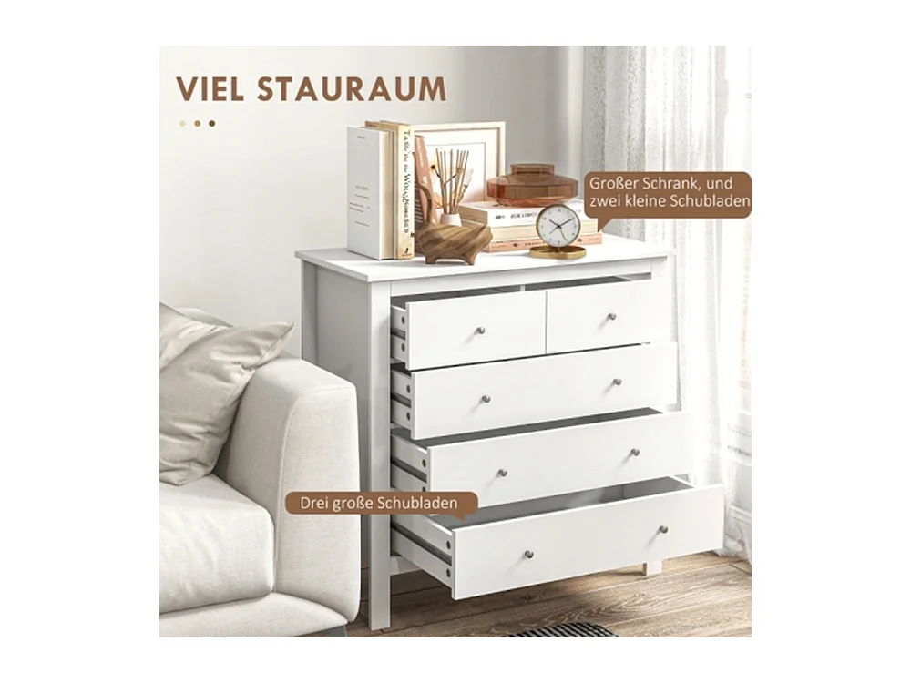 Kommode, Sideboard, Kommode leises Öffnen/Schließen,79 x 39,5 x 80,5 cm, Wohnzimmerunterschrank Weiß