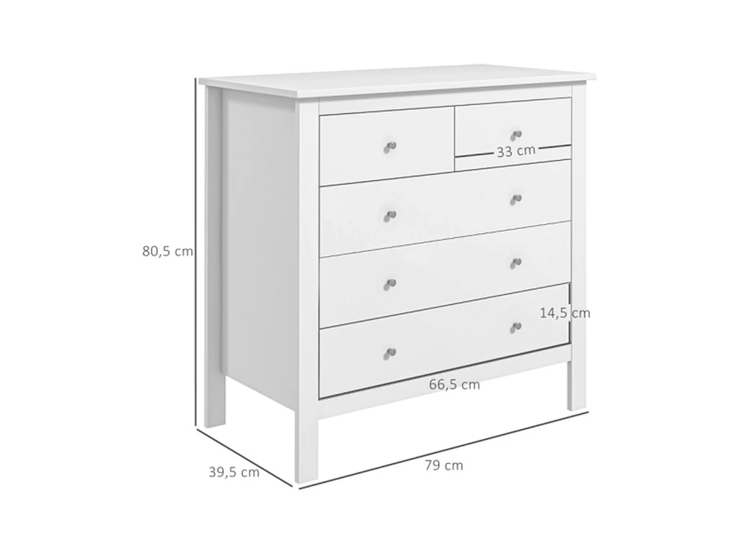 Kommode, Sideboard, Kommode leises Öffnen/Schließen,79 x 39,5 x 80,5 cm, Wohnzimmerunterschrank Weiß